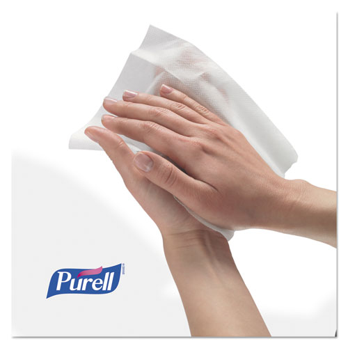 Image of Purell® Premoistened Hand Sanitizing Wipes, 5.78 X 7, Fresh Citrus, White, 100/Canister, 12 Canisters/Carton