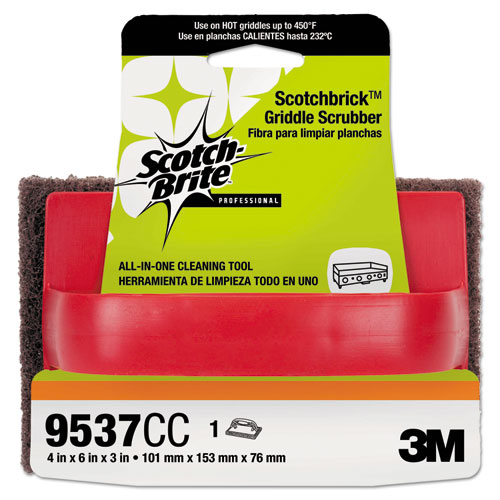 Image of Scotch-Brite™ Professional Scotchbrick Griddle Scrubber 9537, 4 X 6 X 3, Red/Black, 12/Carton