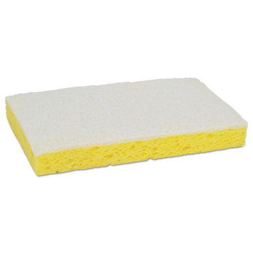Light-Duty Scrubbing Sponge, #63, 3.6 x 6.1, 0.7" Thick, Yellow/White, 20/Carton