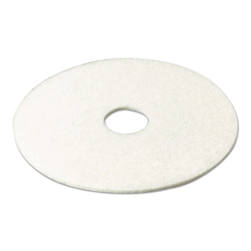 Low-Speed Super Polishing Floor Pads 4100, 24" Diameter, White, 5/Carton
