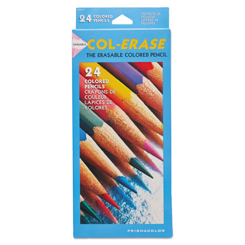 Prismacolor® Col-Erase Pencil with Eraser, 0.7 mm, 2B, Assorted Lead and Barrel Colors, 24/Pack