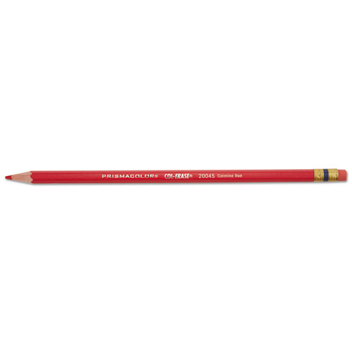 Image of Prismacolor® Col-Erase Pencil With Eraser, 0.7 Mm, 2B (#1), Carmine Red Lead, Carmine Red Barrel, Dozen