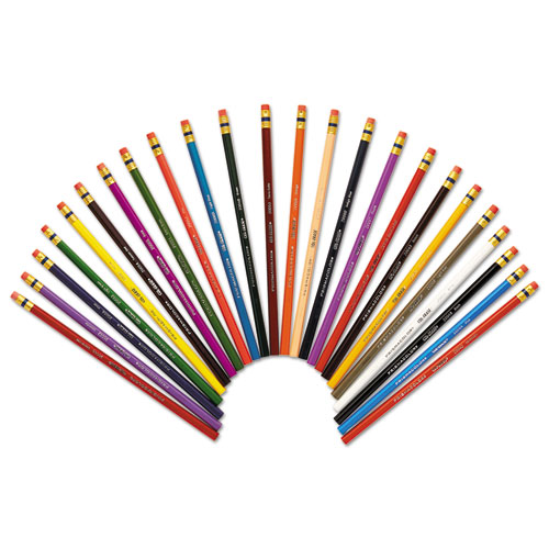 Image of Prismacolor® Col-Erase Pencil With Eraser, 0.7 Mm, 2B (#1), Assorted Lead/Barrel Colors, 24/Pack