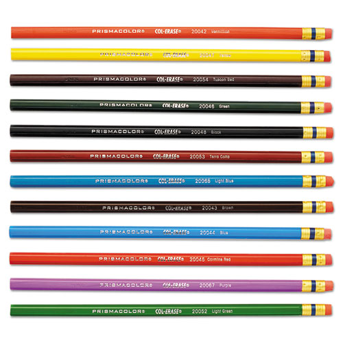 Image of Prismacolor® Col-Erase Pencil With Eraser, 0.7 Mm, 2B (#1), Assorted Lead/Barrel Colors, Dozen