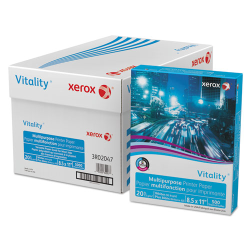 Xerox® Vitality Multipurpose 3-Hole Punched Paper, 8 1/2 x 11, White, 5,000 Sheets/CT