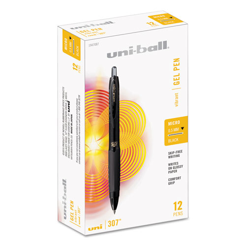 307 Retractable Gel Pen, Micro 0.5mm, Black Ink/Barrel, Dozen