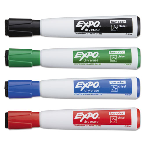 Image of Expo® Magnetic Dry Erase Marker, Broad Chisel Tip, Assorted Colors, 4/Pack