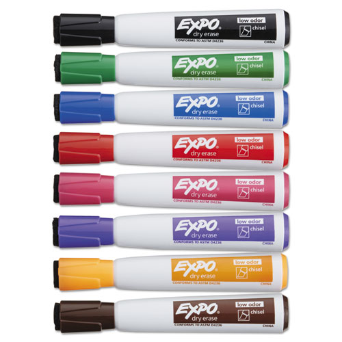 Magnetic Dry Erase Marker, Broad Chisel Tip, Assorted Colors, 8/Pack
