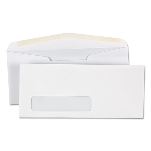 Image of Open-Side Business Envelope, 1 Window, #10, Commercial Flap, Gummed Closure, 4.13 x 9.5, White, 500/Box