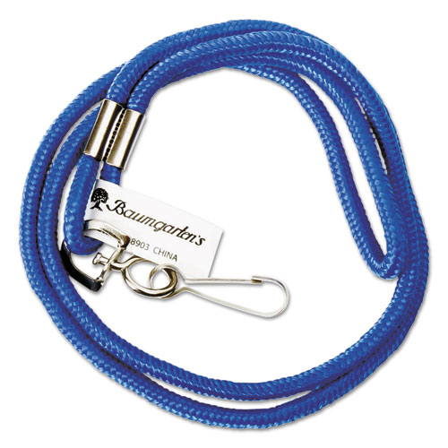 Image of Sicurix® Rope Lanyard, Metal Hook Fastener, 36" Long, Nylon, Blue