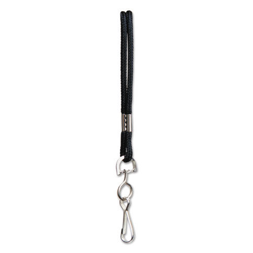 Sicurix® Rope Lanyard, Metal Hook Fastener, 36" Long, Nylon, Black