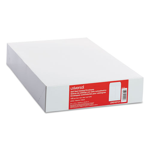 Self-Stick Open-End Catalog Envelope, #10 1/2, Square Flap, Self-Adhesive Closure, 9 x 12, White, 100/Box