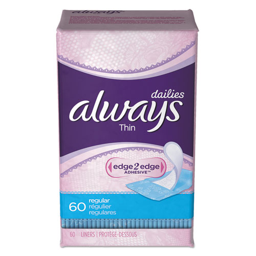 Always® Dailies Thin Liners, Regular, 60/Pack, 12 Pack/Carton