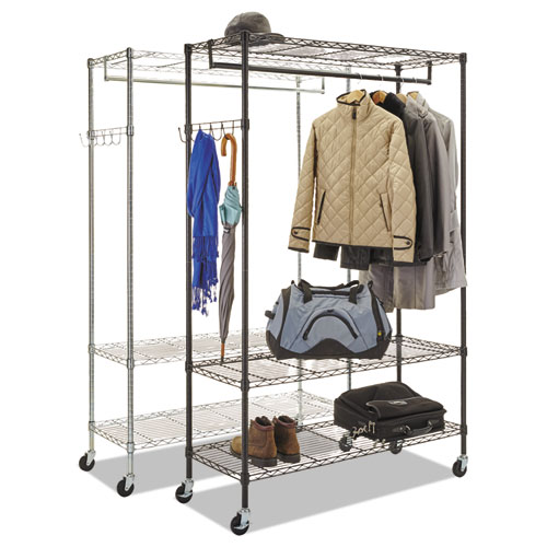 Alera® Wire Shelving Garment Rack, Coat Rack, Stand Alone Rack w/Casters, Silver