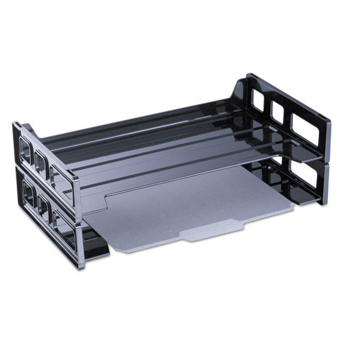 Side Load Legal Desk Tray, Two Tier, Plastic, Black