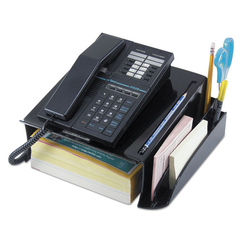 Telephone Stand and Message Center, 12 1/4 x 10 1/2 x 5 1/4, Black | by Plexsupply