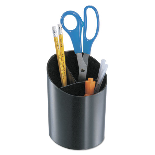 Recycled Big Pencil Cup, Plastic, 4 1/4 dia. x 5 3/4, Black | by Plexsupply