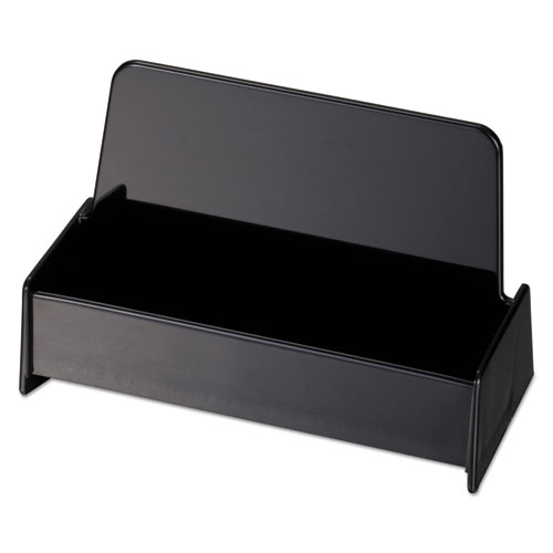 Business Card Holder, Holds 50 2 x 3.5 Cards, 3.75 x 1.81 x 1.38, Plastic, Black