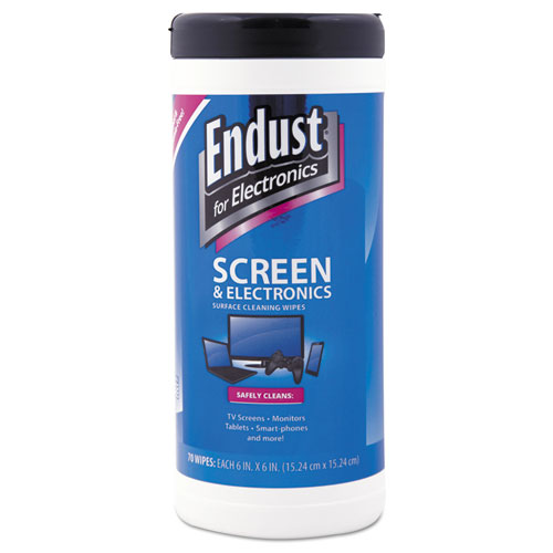 Endust® Antistatic Cleaning Wipes, Premoistened, 5 x 7, Clean Scent, 70/Canister