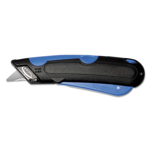 Image of Easycut Self-Retracting Cutter with Safety-Tip Blade and Holster, Black/Blue