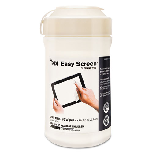 Pdi Easy Screen Cleaning Wipes, 9 X 6, White, 70/canister, 12/ctn