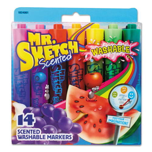 Mr. Sketch® Washable Markers, Chisel, Assorted Colors, 10/Set