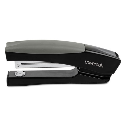 Image of Universal® Stand-Up Full Strip Stapler, 20-Sheet Capacity, Black/Gray