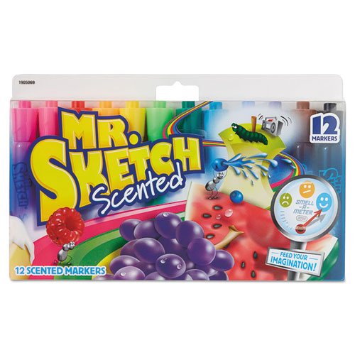 Mr. Sketch® Scented Watercolor Marker, Chisel Tip, 12 Colors, 12/Set