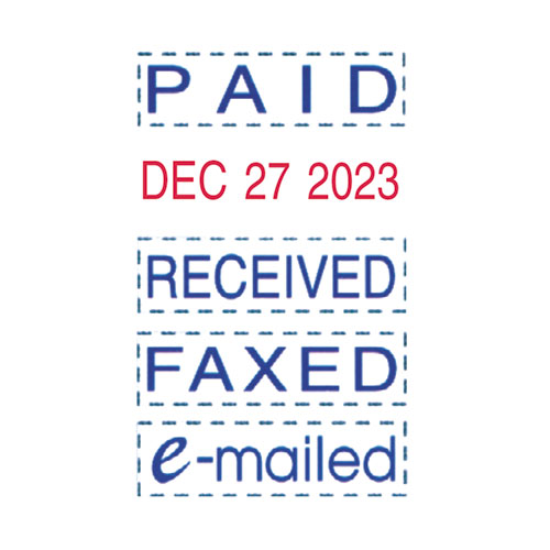 Image of Trodat® Printy Economy Micro 5-In-1 Date Stamp With Text Plates, Self-Inking, 1" X 0.75", Blue/Red