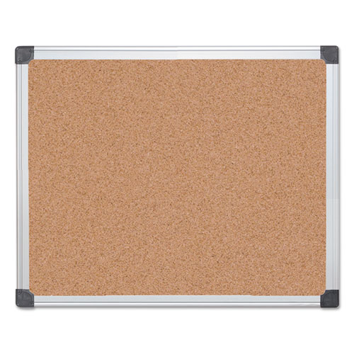 Image of Mastervision® Value Cork Bulletin Board With Aluminum Frame, 24 X 36, Tan Surface, Silver Aluminum Frame