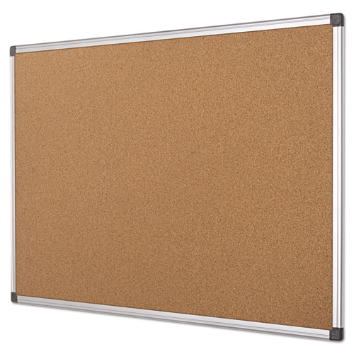Image of Mastervision® Value Cork Bulletin Board With Aluminum Frame, 24 X 36, Tan Surface, Silver Aluminum Frame