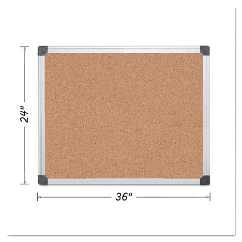 Value Cork Bulletin Board with Aluminum Frame, 24 x 36, Natural Surface, Silver Aluminum Frame