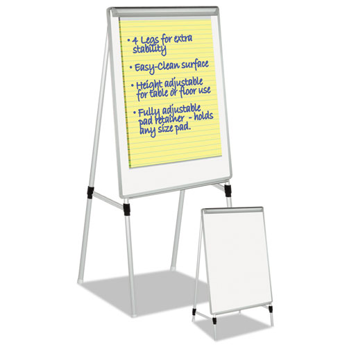 Image of Mastervision® Silver Easy Clean Dry Erase Quad-Pod Presentation Easel, 45" To 79" High, Silver