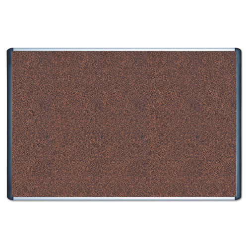 Tech Cork Board, 72 x 48, Tan Surface, Silver/Black Aluminum Frame