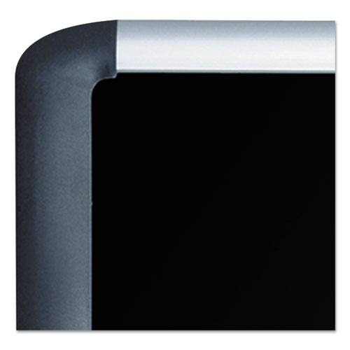 Soft-touch Bulletin Board, 36 x 24, Black Fabric Surface, Aluminum/Black Aluminum Frame
