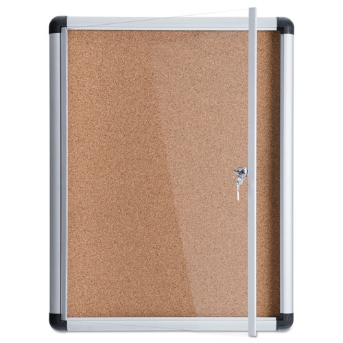 Slim-Line Enclosed Cork Bulletin Board, 28 x 38, Aluminum Case
