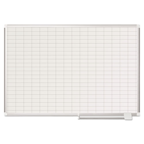 Image of Mastervision® Gridded Magnetic Steel Dry Erase Planning Board, 1 X 2 Grid, 48 X 36, White Surface, Silver Aluminum Frame