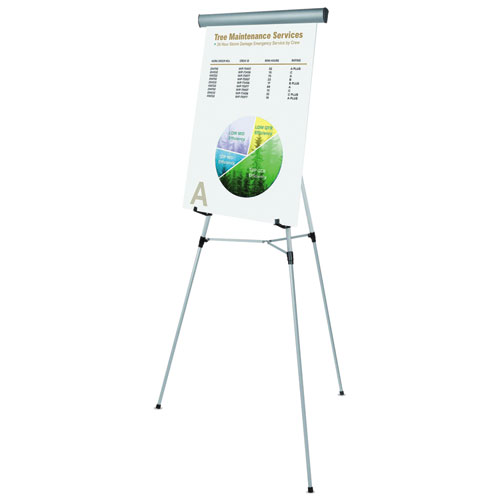 Image of Telescoping Tripod Display Easel, Adjusts 38" to 69" High, Metal, Silver