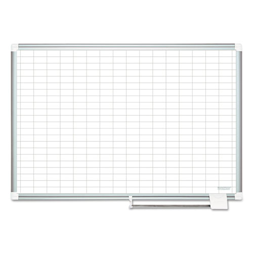 Grid Planning Board w/ Accessories, 1 x 2 Grid, 36 x 24, White/Silver
