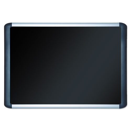 Soft-touch Bulletin Board, 48 x 36, Black Fabric Surface, Aluminum/Black Aluminum Frame
