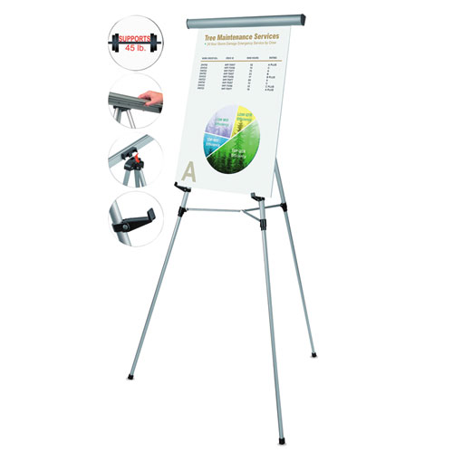 Mastervision® Telescoping Tripod Display Easel, Adjusts 38" To 69" High, Metal, Silver