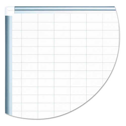 Gridded Magnetic Steel Dry Erase Planning Board, 1 x 2 Grid, 48 x 36, White Surface, Silver Aluminum Frame