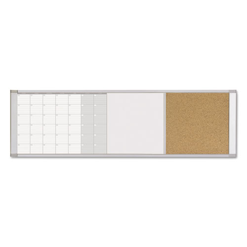Magnetic Calendar Combo Board, 48 x 18, Aluminum Frame