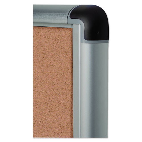 Image of Mastervision® Slim-Line Enclosed Cork Bulletin Board, One Door, 28 X 38, Tan Surface, Aluminum Frame