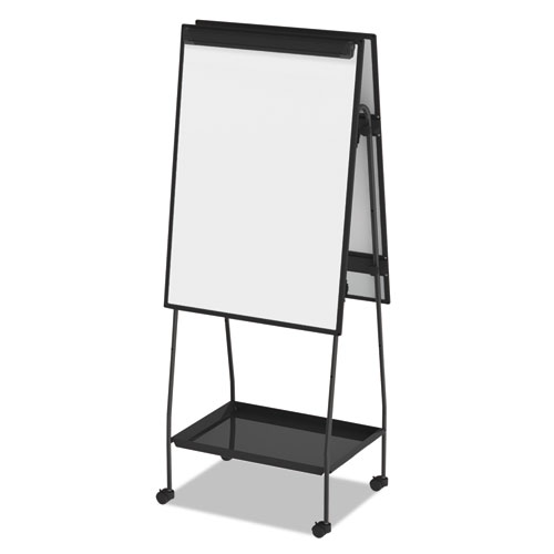Creation Station Dry Erase Board, 29.5 x 74.88, White Surface, Black Metal Frame