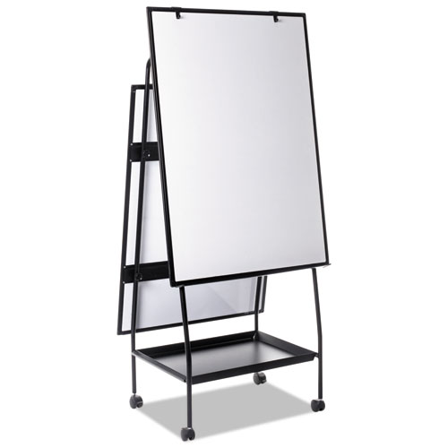 Creation Station Dry Erase Board, 29.5 x 74.88, White Surface, Black Metal Frame