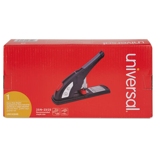Image of Universal® Heavy-Duty Stapler, 200-Sheet Capacity, Black/Graphite/Red
