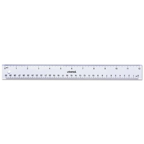 Clear Plastic Ruler, Standard/Metric, 12" Long, Clear