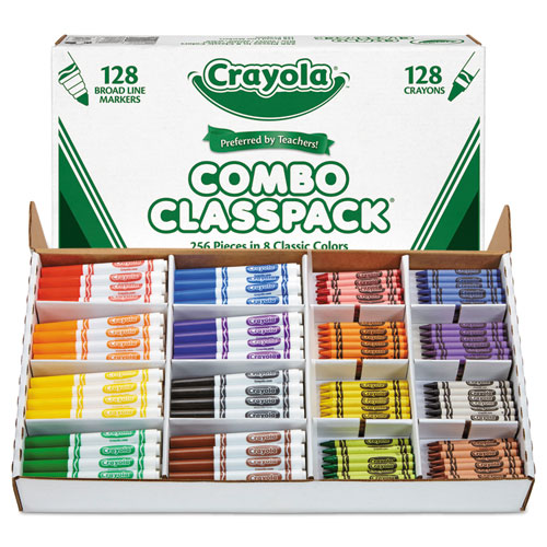 Crayola® Crayons and Markers Combo Classpack, Eight Colors, 256/Set