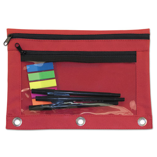 Advantus Binder Pouch with PVC Pocket, 9 1/2 x 7, Red, 6/Pack